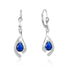 Женские ювелирные серьги великолепные серебряные серьги с темно-синими цирконами AGUC2693-DB