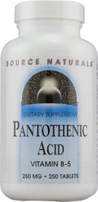 Витамины группы В Source Naturals Pantothenic Acid Vitamin B-5 Пантотеновая кислота - Витамин B-5 - 250 мг - 250 таблеток