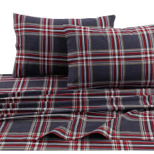 Tribeca Living heritage Plaid 5-ounce Flannel Printed Extra Deep Pocket Twin Sheet Set