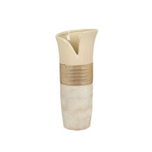 Vase Romimex Champagne Mother of pearl Ceramic 15 x 35 x 14 cm