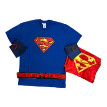 Купить карнавальные костюмы и аксессуары для праздника Superman: Super Man Men's Short Sleeve T-Shirt, Cape, Belt, Wrist Cuffs Costume Set