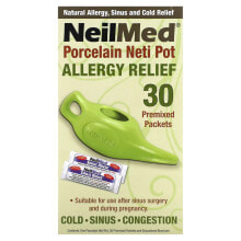 NeilMed, Porcelain Neti Pot, средство от аллергии, 1 фарфоровый нети-горшок, 30 предварительно смешанных пакетиков
