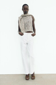 Jacquard knit top with metallic thread