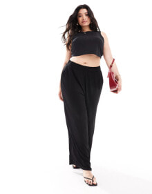 Yours wide leg trousers in black купить онлайн