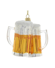 Kurt Adler 3.75In Glass Beer Mugs In Cheers Ornament Multicolor