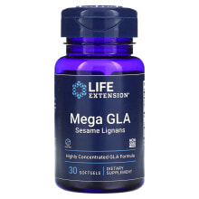Рыбий жир и Омега 3, 6, 9 лайф Экстэншн, Mega GLA, добавка с ГЛК и кунжутными лигнанами, 30 мягких таблеток