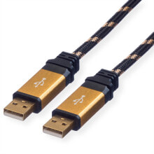 Charging cables, computer connectors and adapters rOLINE 11.02.8912 - 1.8 m - USB A - USB A - USB 2.0 - 480 Mbit/s - Black - Gold