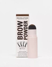 Revolution – Brow Powder – Brauenpuder mit Brauenstempel & Schablonen - Dunkelbraun