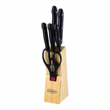 Set of Kitchen Knives and Stand San Ignacio Dresde SG-4161 Black Stainless steel 7 Pieces