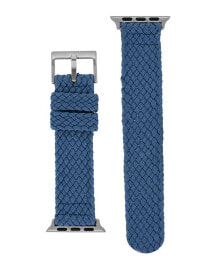 WITHit women's Blue Woven Elastic Perlon Band with Silver Tone Stainless Steel Lugs and for 38, 40, 41mm Apple Watch