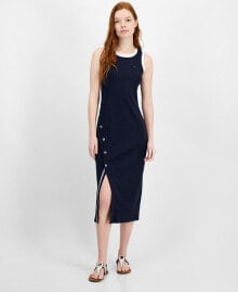 Tommy Hilfiger women's Side-Slit Sleeveless Midi Dress
