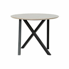 Side table DKD Home Decor 65 x 65 x 49,5 cm Black Metal Wood Light brown