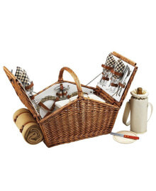 Huntsman English-Style Willow Picnic Basket for 4 with Blanket