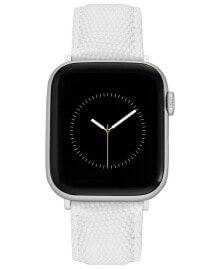 WITHit white Genuine Leather Strap with Silver-Tone Stainless Steel Lugs for 38mm, 40mm, 41mm Apple Watch