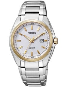 Женские аналоговые часы с классическим металлическим браслетом круглые 34mm 10 ATM Citizen