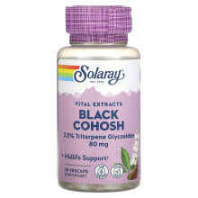 Solaray, Vital Extracts, черный кохош, 80 мг, 30 растительных капсул