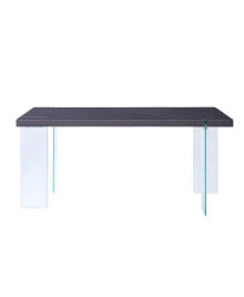 Simplie Fun noland Dining Table, Gray High Gloss & Clear Glass (1Set/2Ctn)