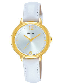 Женские наручные кварцевые  часы Pulsar ремешок из телячьей кожи. Водонепроницаемость-5 АТМ. Прочное, минеральное стекло защищает ваши часы от непроизвольных травм.