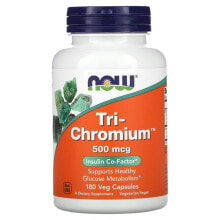 NOW Foods Tri-Chromium Три-хром кофактор инсулина, поддерживающий здоровый метаболизм глюкозы 500 мкг 180 вегетарианских капсул