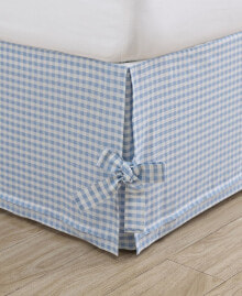 Laura Ashley hedy Gingham Tailored Corner Ties Bedskirt, Queen