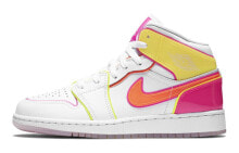 Jordan Air Jordan 1 Mid 糖果 耐磨防滑 中帮 复古篮球鞋 GS 白黄粉 / Кроссовки Jordan Air Jordan 1 Mid GS CV4611-100