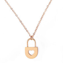 Колье romantic Steel Necklace Heart Key Gold