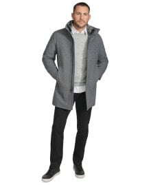 Calvin Klein men's Urban Walker Coat with Detachable Faux Rabbit Fur at Interior Collar