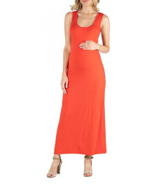 Купить женские платья 24seven Comfort Apparel: Scoop Neck Maternity Maxi Dress with Racerback Detail