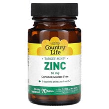 Country Life, Target-Mins Zinc, 50 mg, 180 Tablets