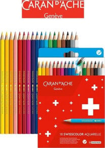 Цветные карандаши для рисования для детей Caran d`Arche Kredki akwarelowe CARAN D'ACHE Swisscolor, kartonowe pudełko, 18 szt.