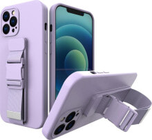 Hurtel Rope case żelowe etui ze smyczą łańcuszkiem torebka smycz iPhone 13 mini fioletowy