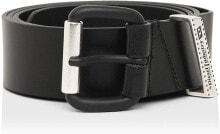 Мужские ремни и пояса Мужской ремень черный кожаный для брюк широкий с пряжкой Diesel Mens belt - B-FLAG BELT