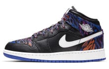 Jordan Air Jordan 1 Mid 防滑 中帮 复古篮球鞋 GS 黑色 / Кроссовки Jordan Air Jordan 1 Mid GS AV5174-005