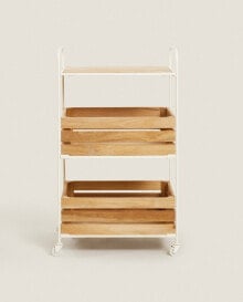 Wood and metal storage cart