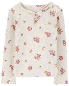 Baby Floral Knit Long-Sleeve Fashion Top - Floral