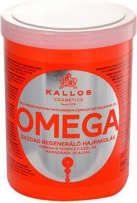Kallos Omega Hair Mask Маска для волос с жирными кислотами Омега-6 для ухода за сухими, поврежденными волосами без блеска 1000 мл