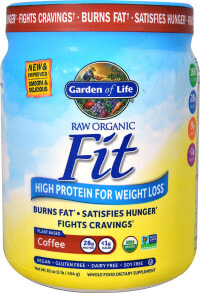 Сывороточный протеин garden of Life RAW Organic Fit Жиросжигающий протеин для похудения 28 г белка 1 г сахара - Кофе 454 г