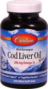Fish oil and Omega 3, 6, 9 carlson Norwegian Cod Liver Oil -- 280 mg - 250 Mini Softgels
