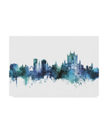 Trademark Global michael Tompsett Lincoln England Skyline Blue Canvas Art - 15