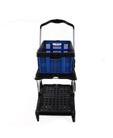 Simplie Fun folding service cart with wheels double-decker, shopping, library, office warehouse moving carts