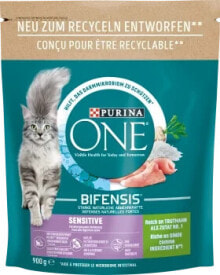 Купить сухие корма для кошек PURINA ONE: Trockenfutter Katze sensitive mit Truthahn & Reis, Adult, 900 g