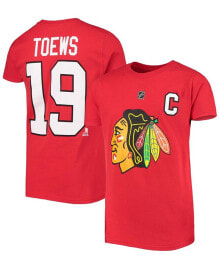 Outerstuff big Boys Jonathan Toews Red Chicago Blackhawks Captain Player Name and Number T-shirt