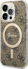 Guess Etui Guess GUHMP14LH4STW Apple iPhone 14 Pro brązowy/brown hardcase 4G MagSafe