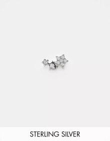 Купить женские аксессуары Kingsley Ryan: Kingsley Ryan treble diamante star labret earring in sterling silver