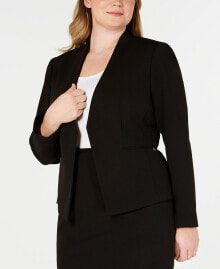 Plus Size Open-Front Soft Crepe Blazer