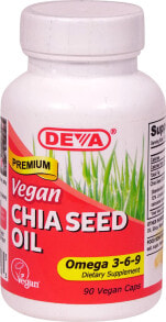 Антиоксиданты deva Vegan Chia Seed Oil Масла из семян чия с омега 3-6-9 - 90 веганских капсулы