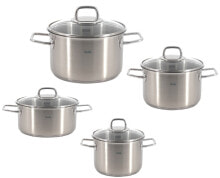 Fissler viseo® Topf-Set 4-tlg. Induktion mit Glasdeckel Edelstahl