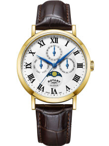 Мужские наручные часы  с коричневым кожаным ремешком Rotary GS05328/01 Windsor mens watch 40mm 5ATM