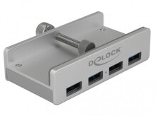 USB-концентраторы deLOCK 64046 хаб-разветвитель USB 3.2 Gen 1 (3.1 Gen 1) Type-A 5000 Мбит/с Серебристый