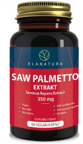 Витамины и БАДы для мужчин elanatura Saw Palmetto Экстракт Пальметты для здоровья предстательной железы 350 мг 60 капсул